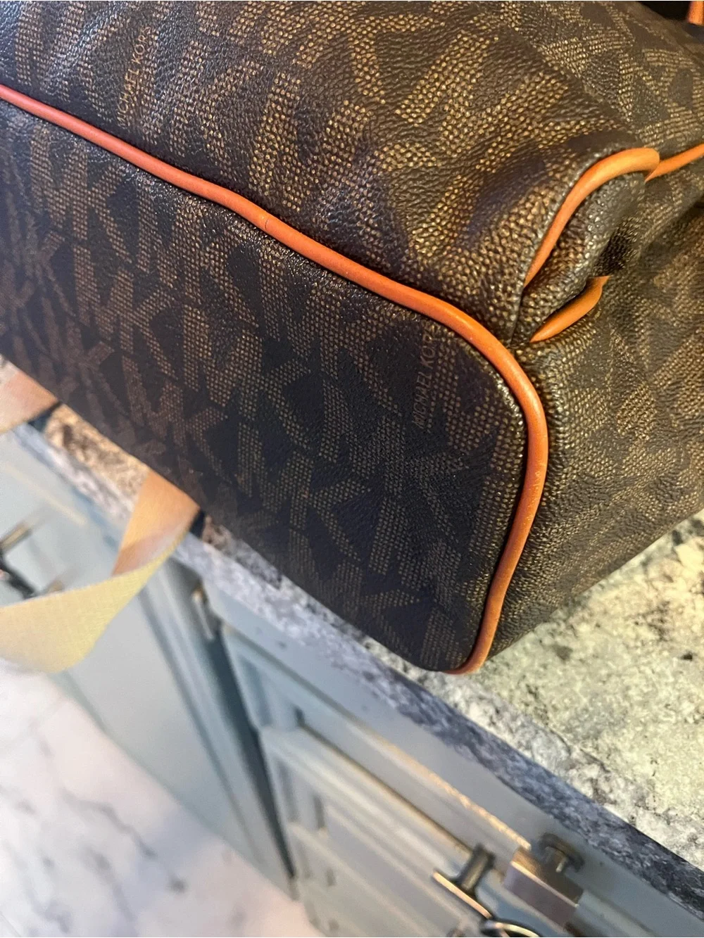 Michael Kors Large Zip-Pocket Backpack MK Brown Logo